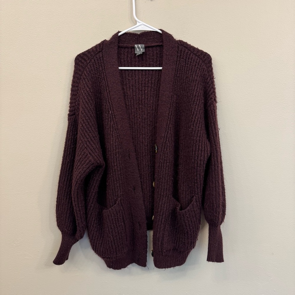 Worthington Women's Plum/Purple Button Up Cardigan Sweater | Size Medium